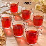 لیوان شیشه ای دسته دار شیاردار 280cc