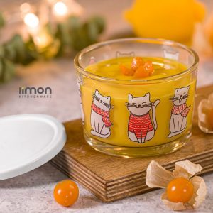 ظرف شیشه ای درب دار 190 میلی لیتر چاپ دار