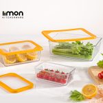 ظرف شیشه مستطیل دربدار شیاردار 1.1 لیتر