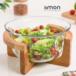 کاسه سرو 3لیتر پایه چوبی