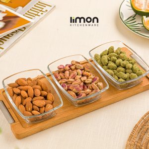 اردورخوری مستطیل پایه چوبی 3عددی کوچک