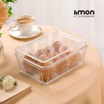 بیسکویت خوری شیشه شیاردار مستطیل