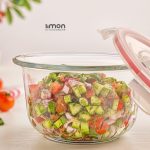کاسه گرد شیشه ای دربدار 1.2 لیتر