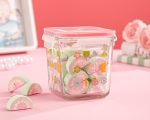 ظرف شیشه ای مربع چاپدار 860 میلی لیتر