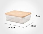 ظرف شیشه ای شیار دار 1.1 لیتر درب چوبی - تصویر 3