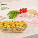 ظرف شیشه ای بیضی سرو و نگهداری دربدار 900 میلی لیتر