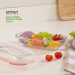 ظرف شیشه ای بیضی سرو و نگهداری دربدار 500 میلی لیتر