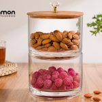 ظرف شکلات دو طبقه درب چوبی