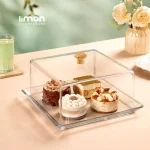 ظرف سرو کیک مربع کفه شیشه ای